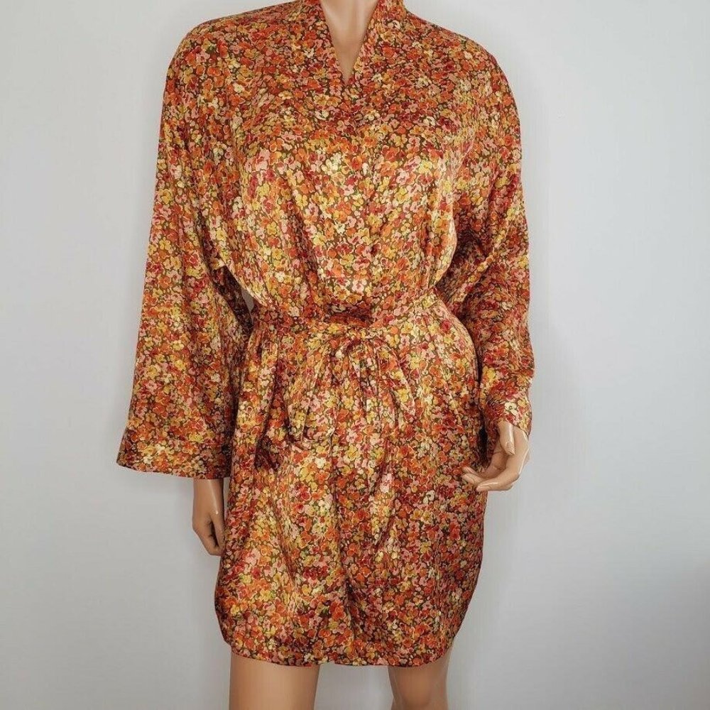 Victorias Secret Satin Floral Belt Tie-Waist Robe